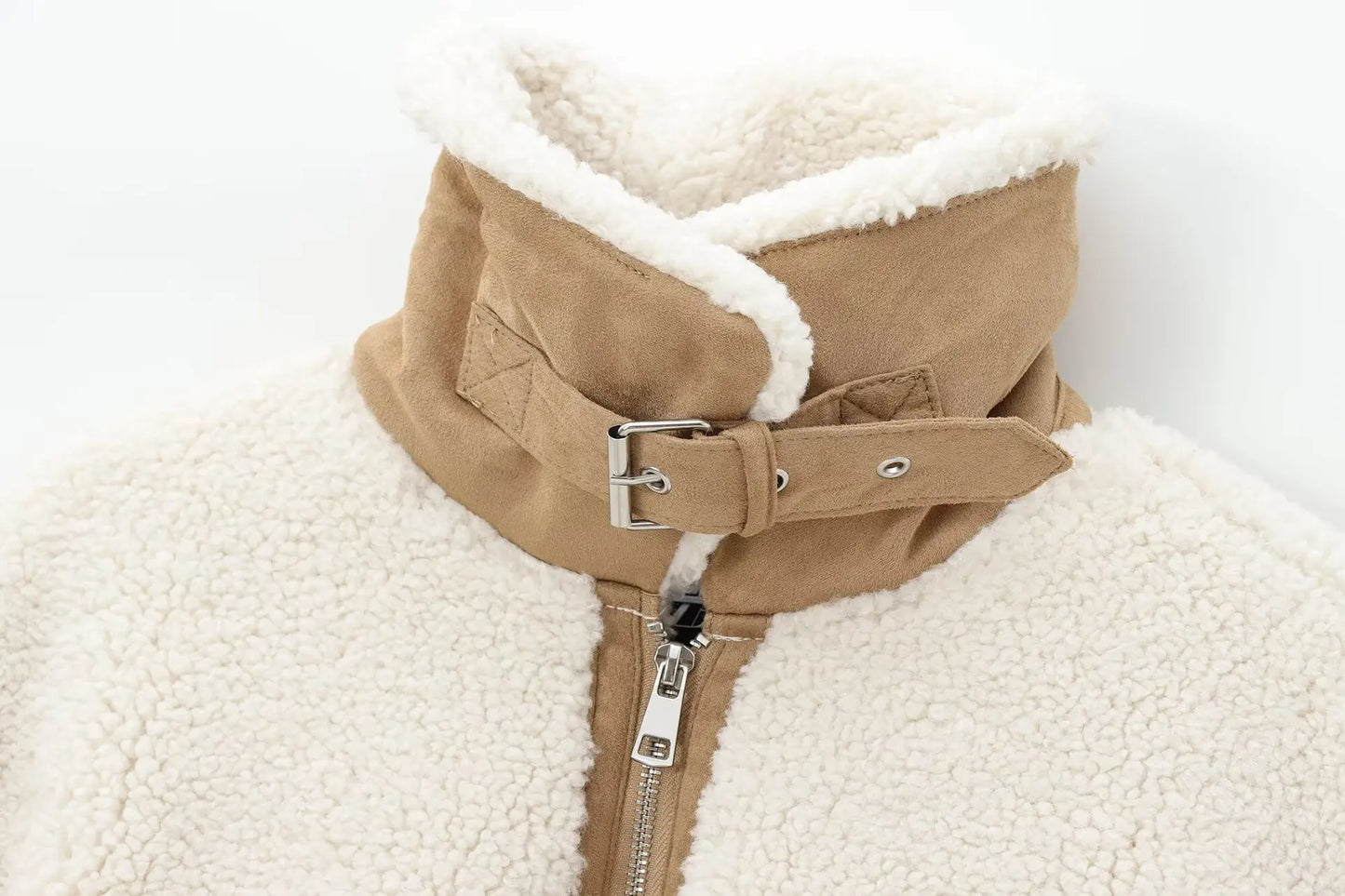 Contrast Faux Fur Lamb Wool Jacket