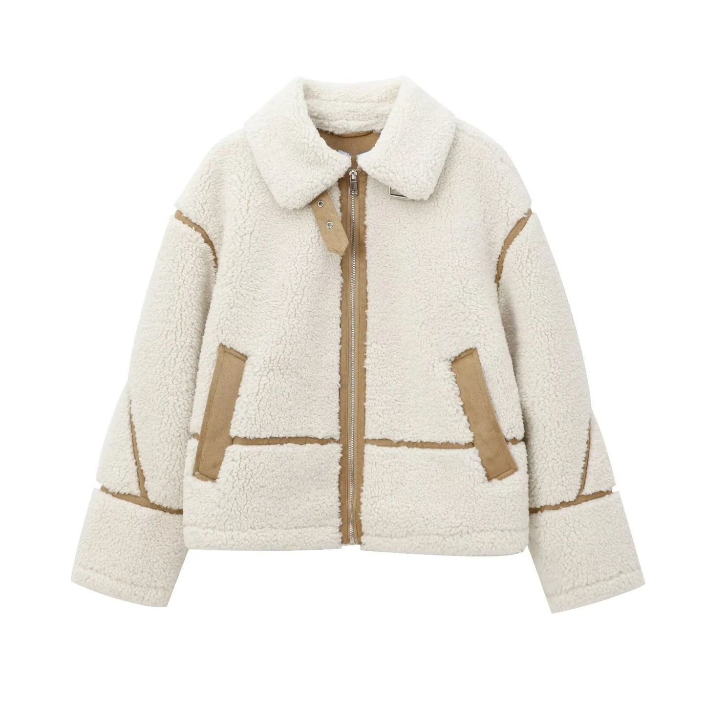 Contrast Faux Fur Lamb Wool Jacket