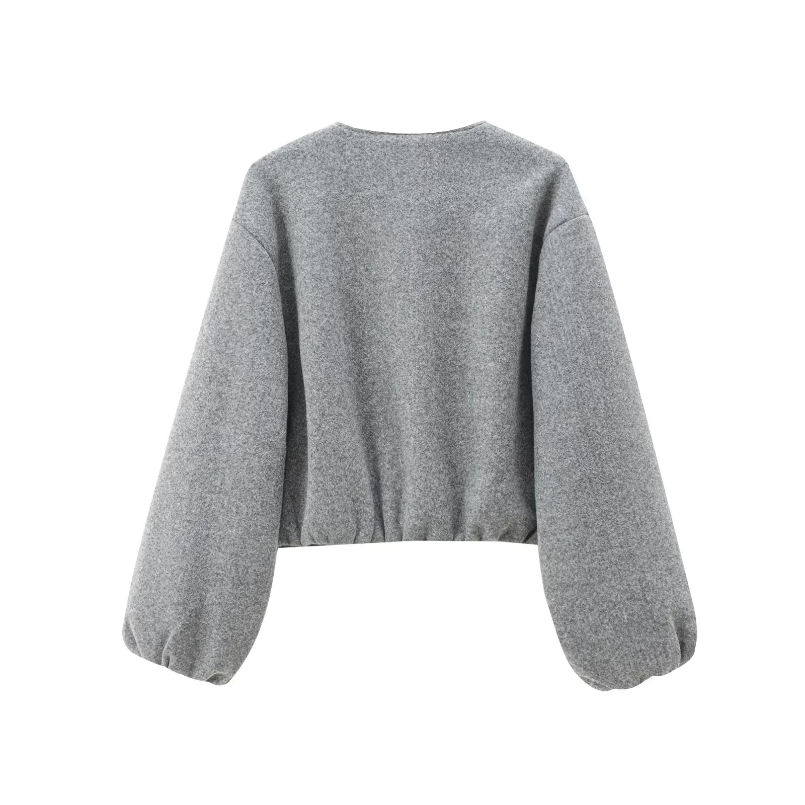 Cropped Faux Wool Bomber Jacket