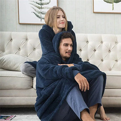 Wine Red Double-faced Hoodie Blanket