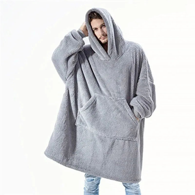 Wine Red Double-faced Hoodie Blanket