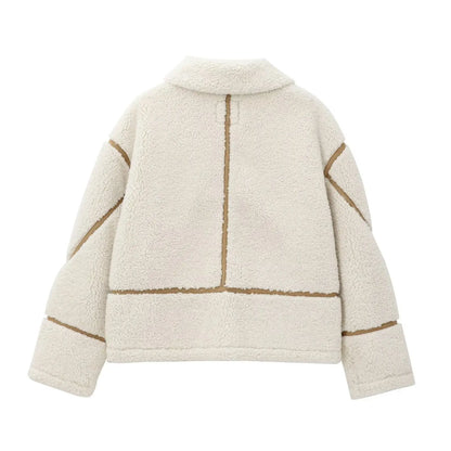 Contrast Faux Fur Lamb Wool Jacket
