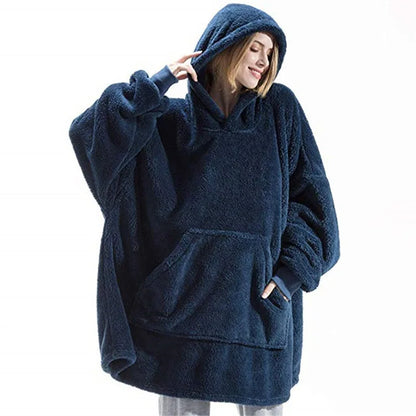 Wine Red Double-faced Hoodie Blanket
