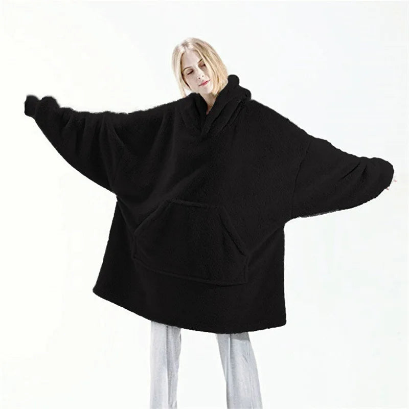Wine Red Double-faced Hoodie Blanket
