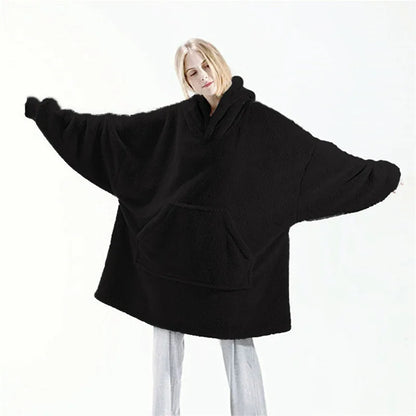 Wine Red Double-faced Hoodie Blanket