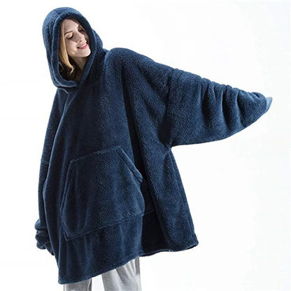 Wine Red Double-faced Hoodie Blanket