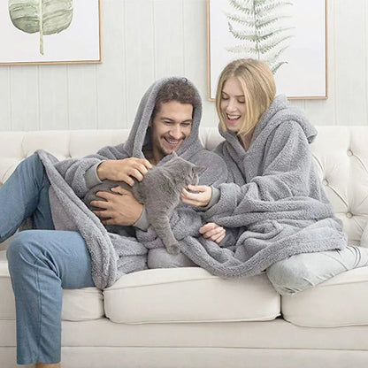 Wine Red Double-faced Hoodie Blanket