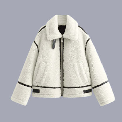 Contrast Faux Fur Lamb Wool Jacket