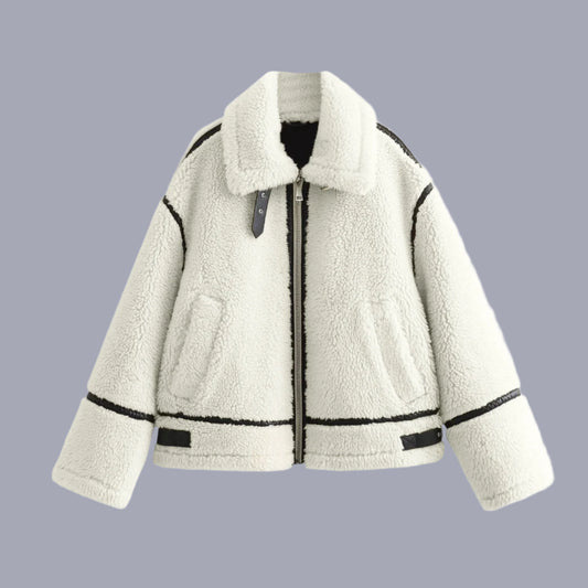 Contrast Faux Fur Lamb Wool Jacket