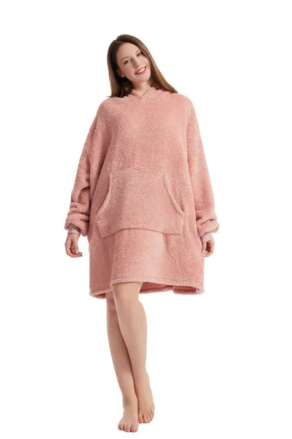 Wine Red Double-faced Hoodie Blanket