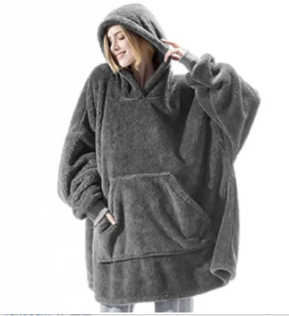 Wine Red Double-faced Hoodie Blanket