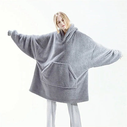 Wine Red Double-faced Hoodie Blanket