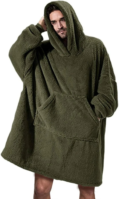 Wine Red Double-faced Hoodie Blanket