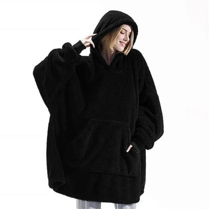 Wine Red Double-faced Hoodie Blanket